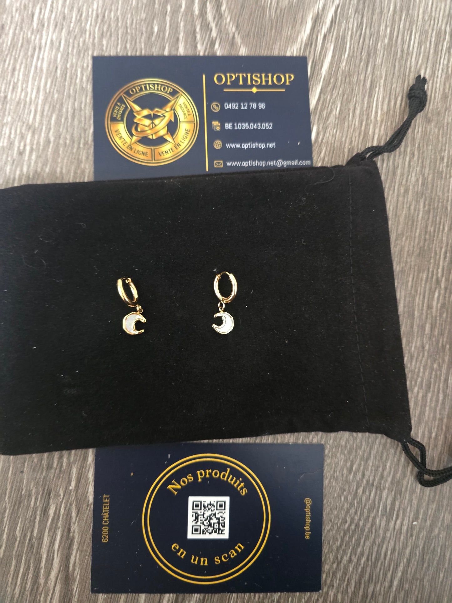Boucles d'oreilles Mini-Créoles Lune Nacre