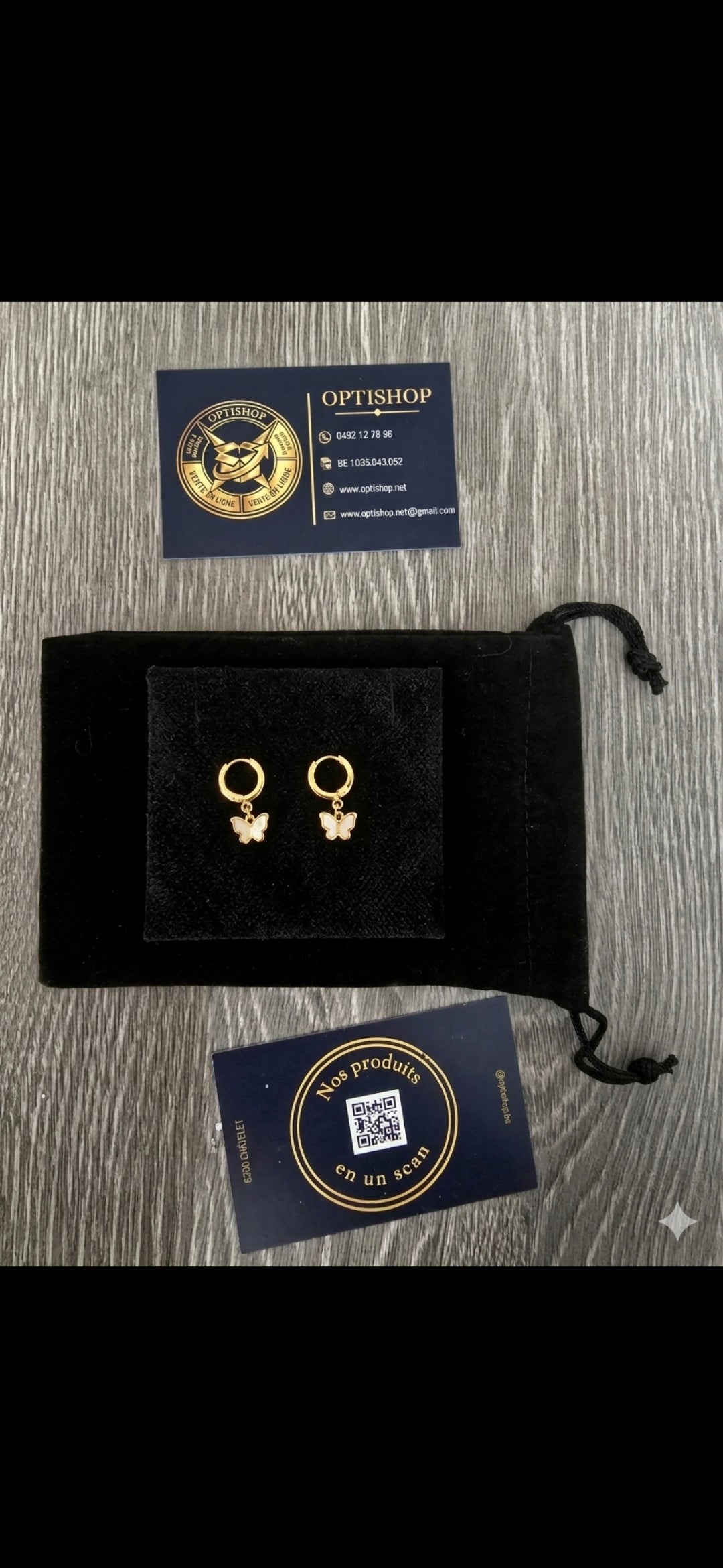 Boucles d'oreilles Mini-Créoles Papillon Doré