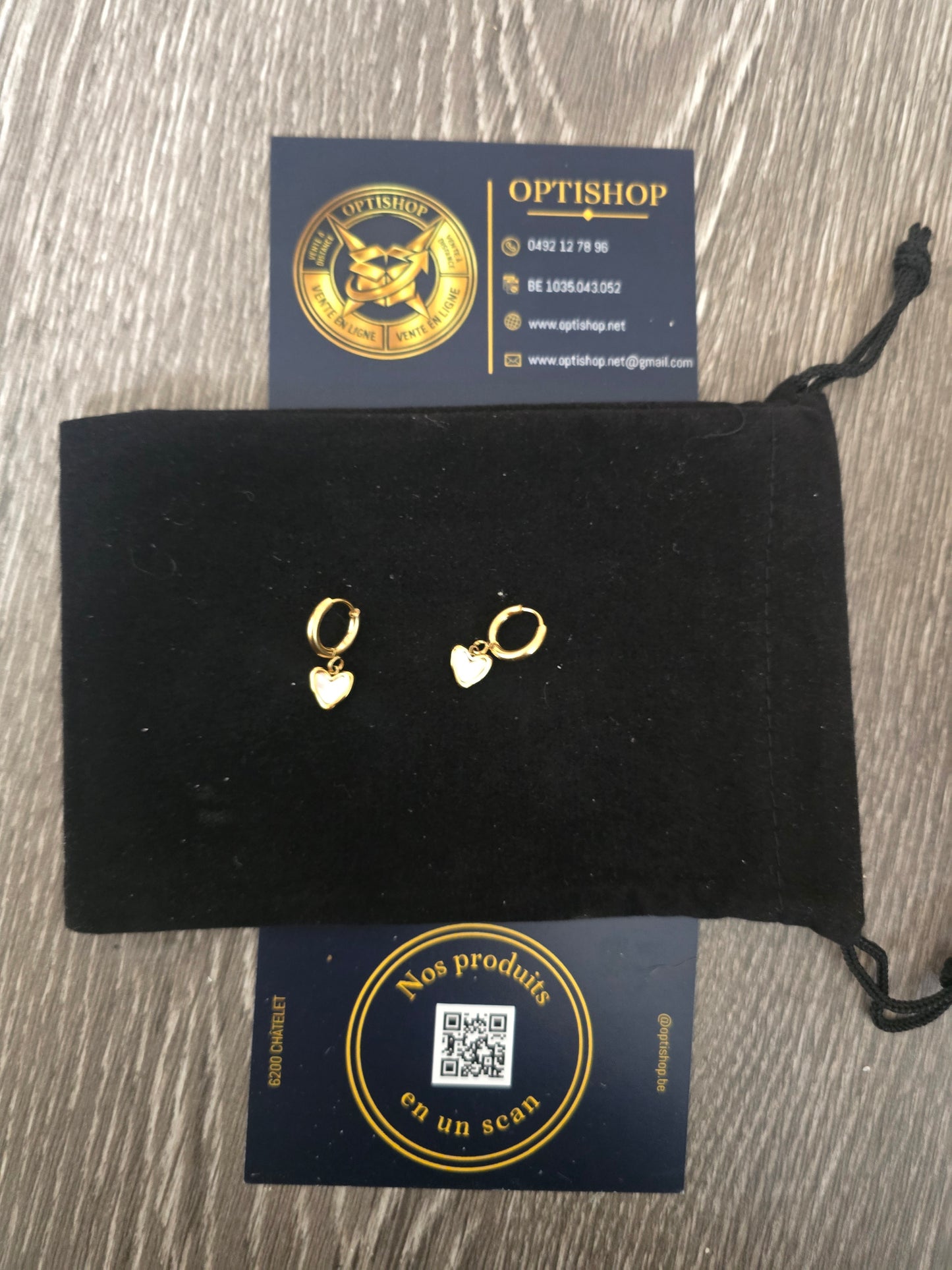 Boucles d'oreilles Mini-Créoles Cœur Nacre