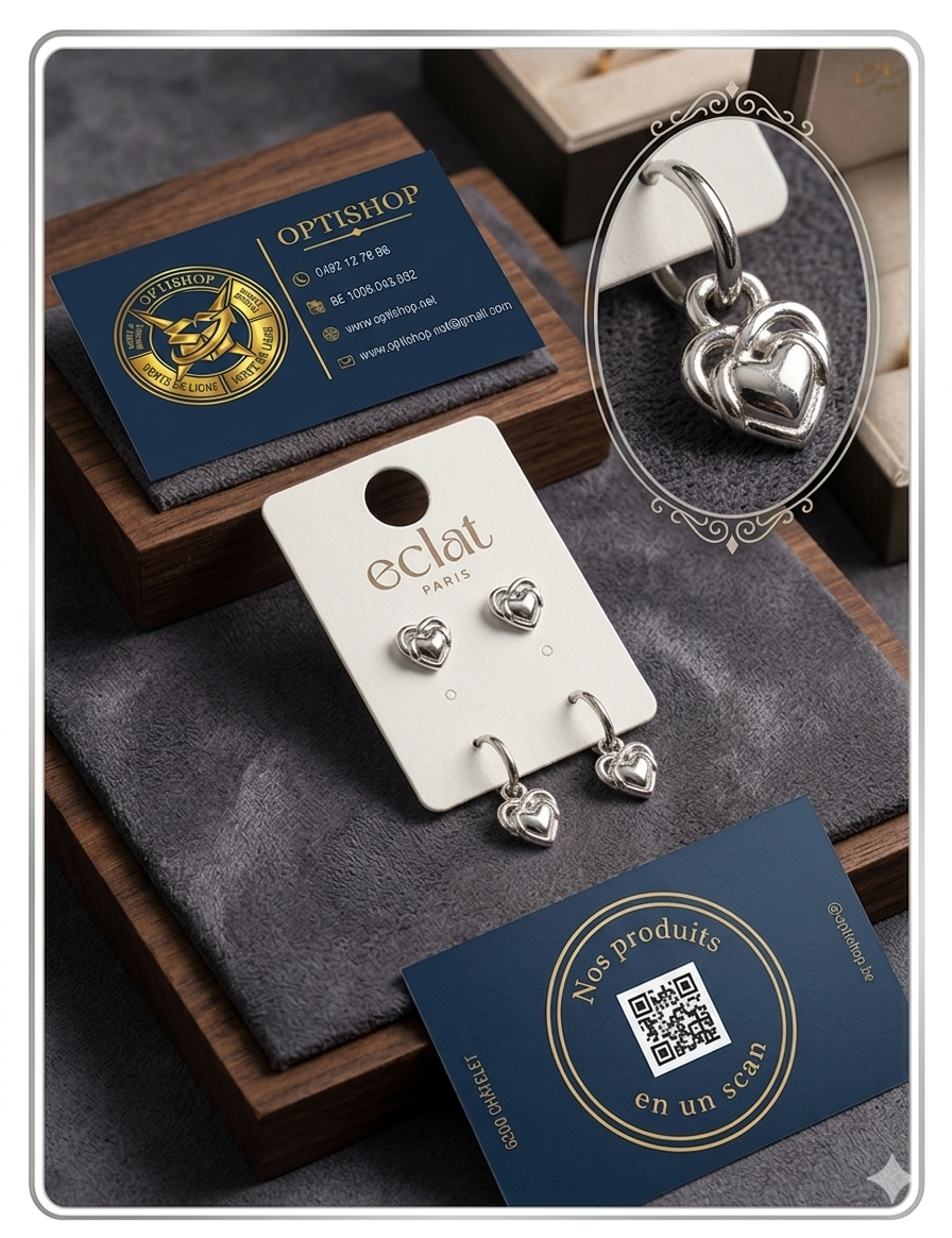 Boucles d'oreilles "Maillon de Cœur" Argentées – Éclat Paris