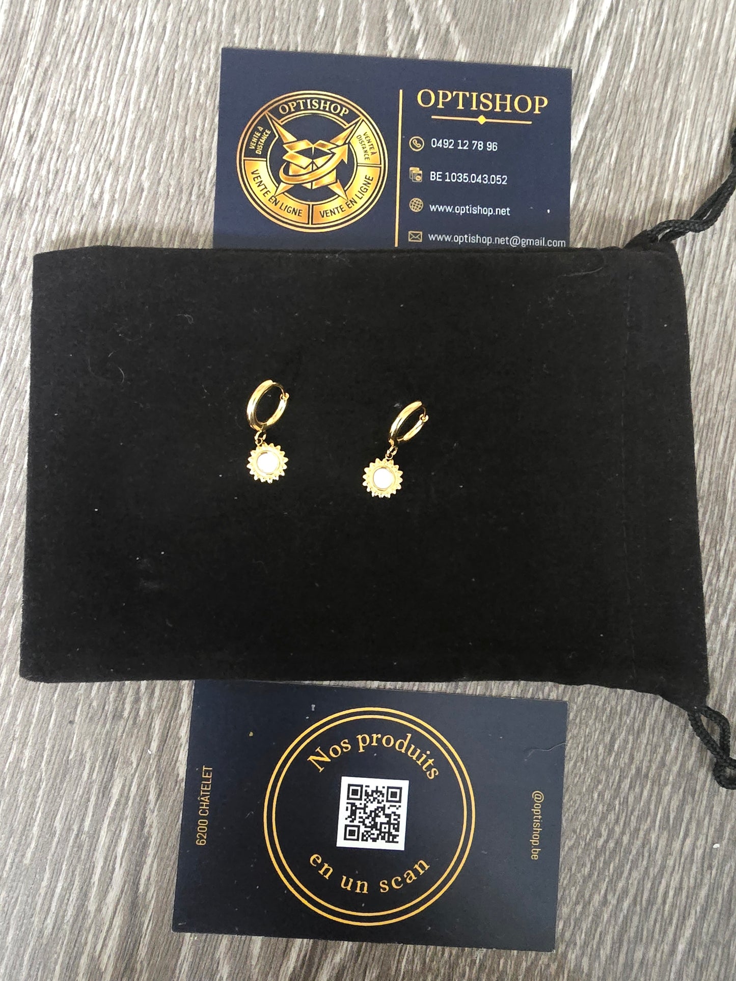 Boucles d'oreilles Mini-Créoles Soleil Nacre