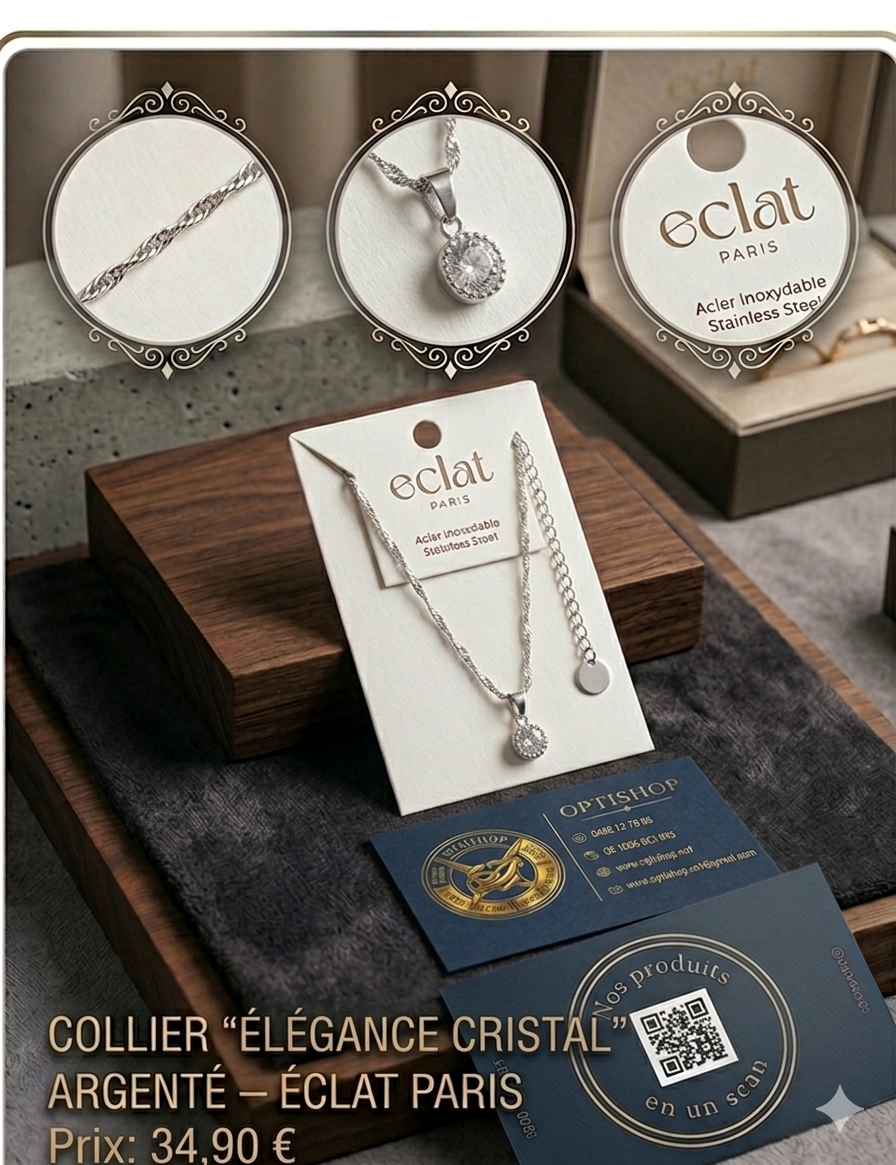 Collier "Cœur Bombé" Argenté – Éclat Paris