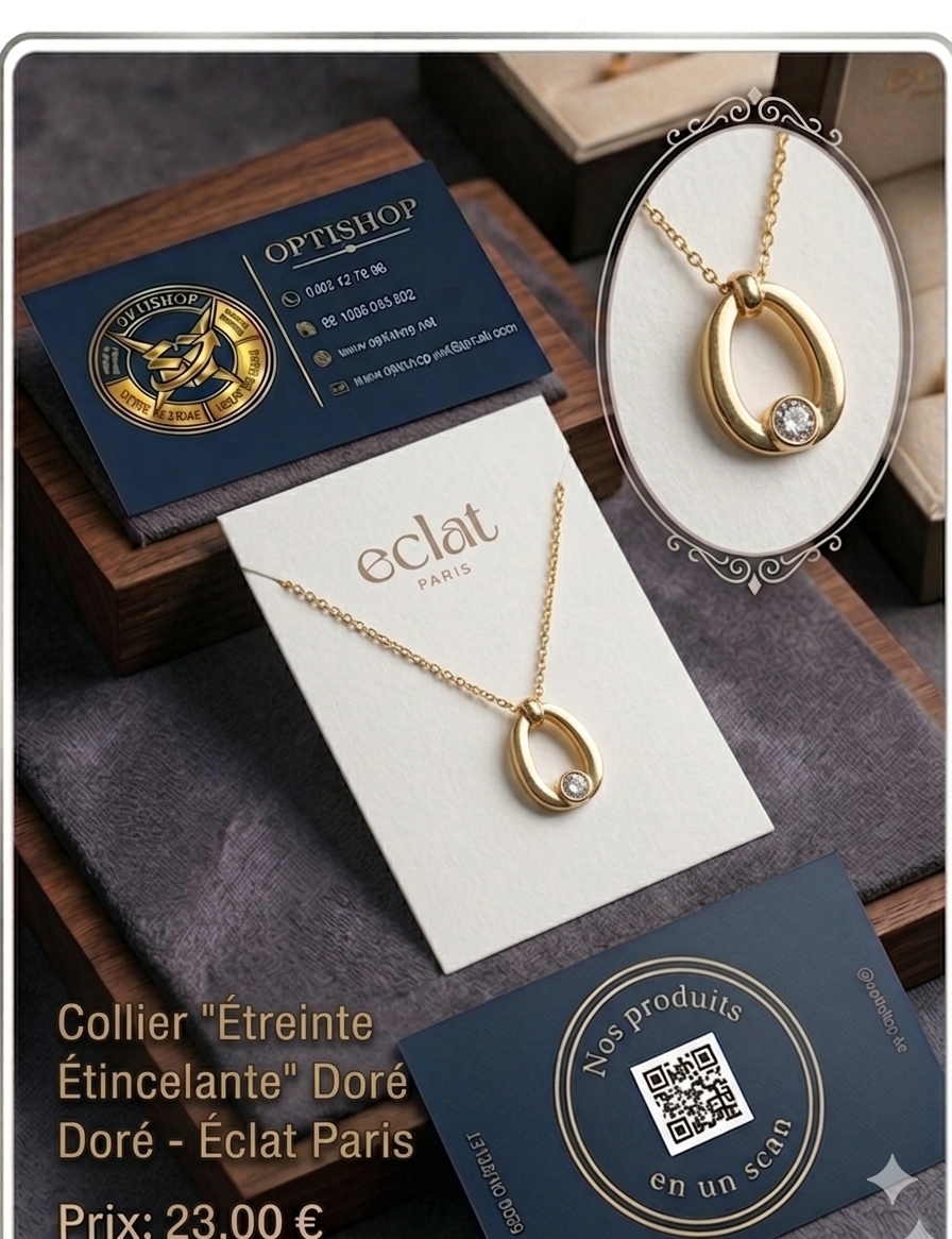 Collier "Étreinte Étincelante" Doré – Éclat Paris