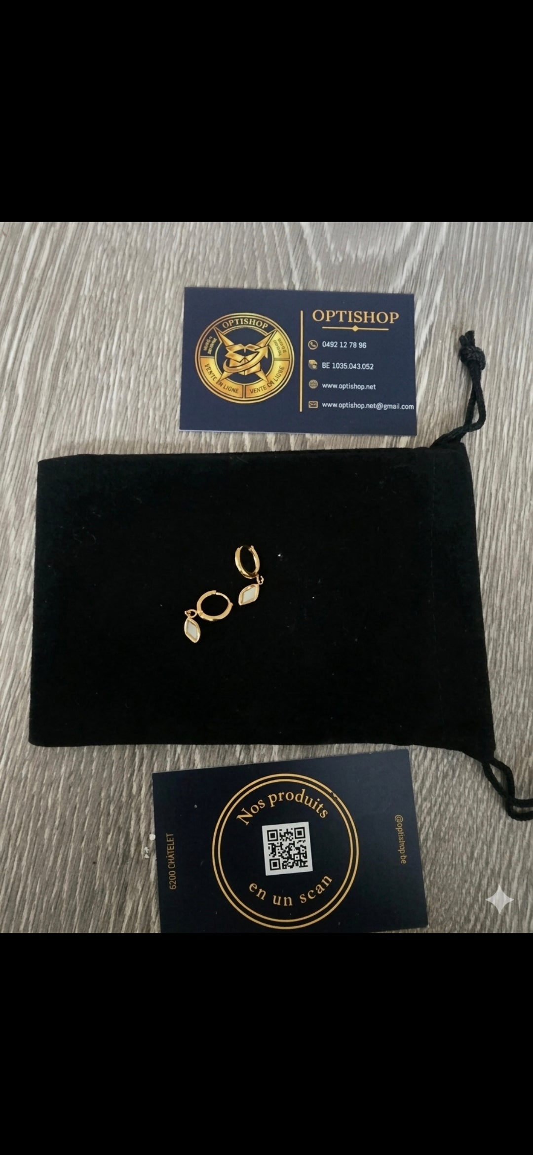 Boucles d'oreilles Mini-Créoles Losange Nacre