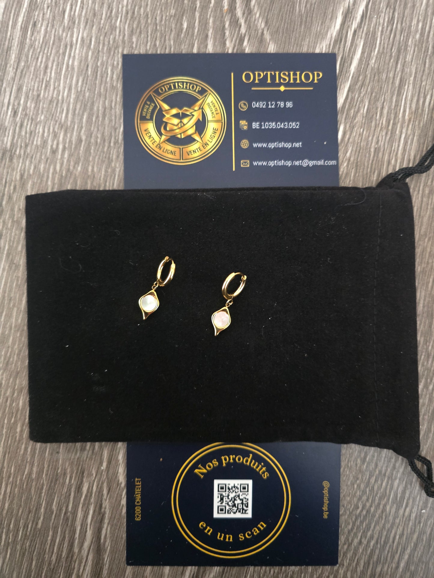 Boucles d'oreilles Mini-Créoles Goutte Orientale Nacre