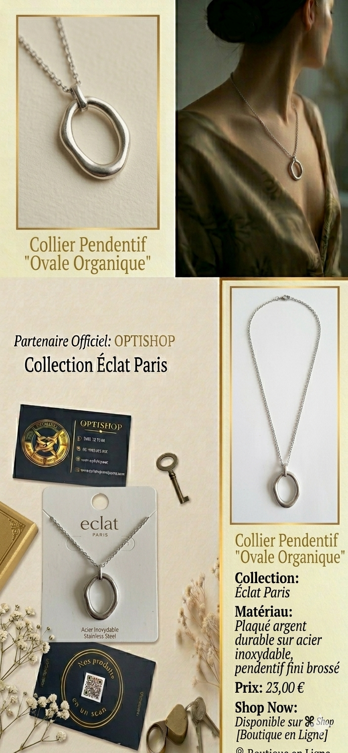 Collier Pendentif "Ovale Organique" – Éclat Paris