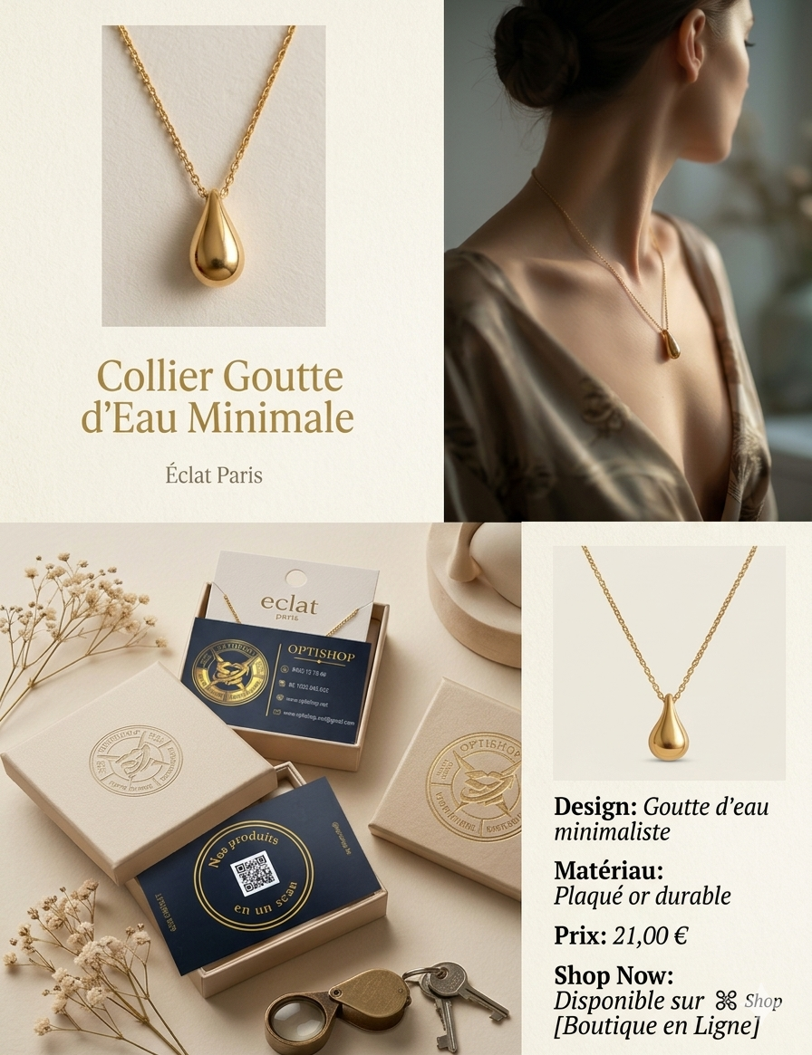 Collier Goutte d'Eau Minimale – Éclat Paris
