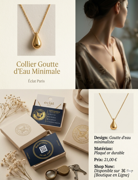 Collier Goutte d'Eau Minimale – Éclat Paris
