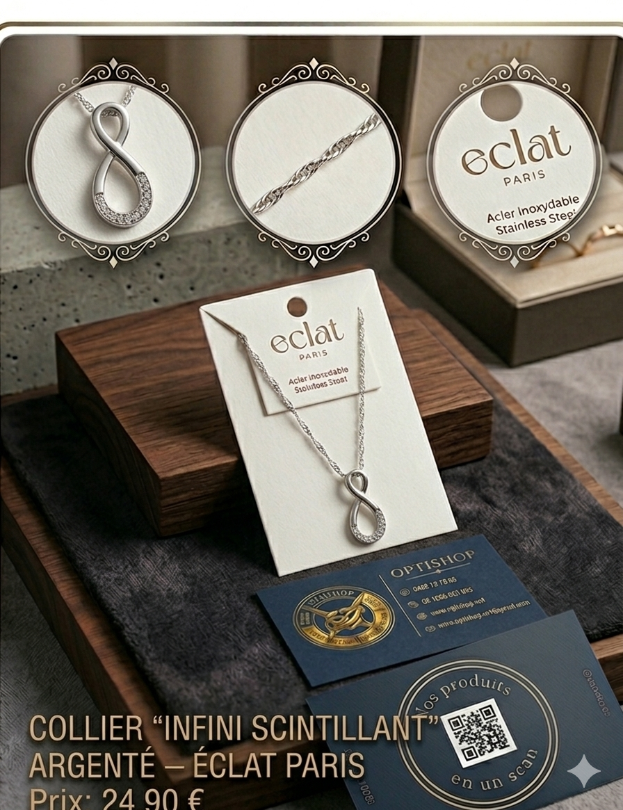 Collier "Infini Scintillant" Argenté – Éclat Paris