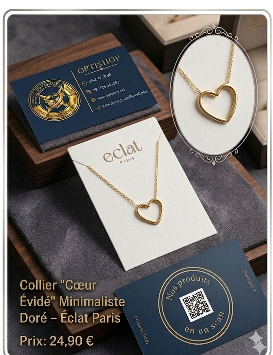 Collier "Cœur Évidé" Minimaliste – Éclat Paris