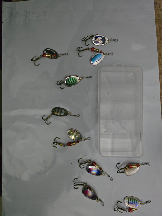 [OptiPêche] Pack 10 Cuillères Carnassiers + Boîte de Rangement